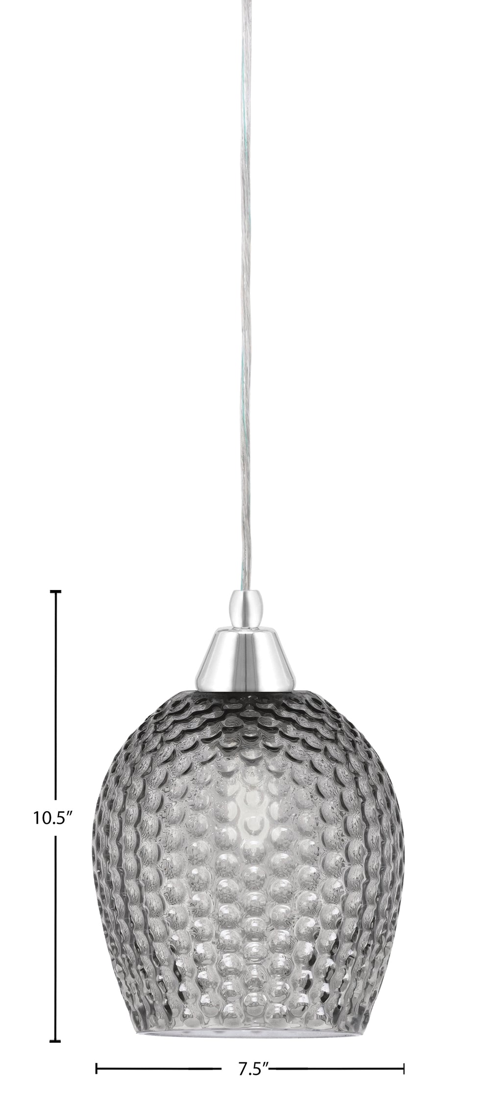 Any One Light Mini Pendant in Chrome with Smoke Textured Shade