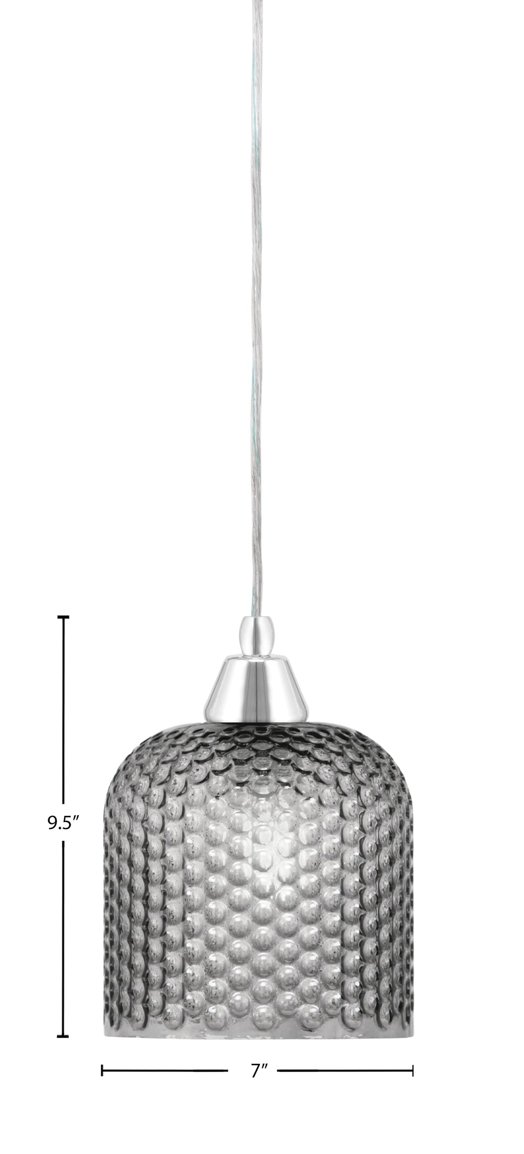 Any One Light Mini Pendant in Chrome with Smoke Textured Shade
