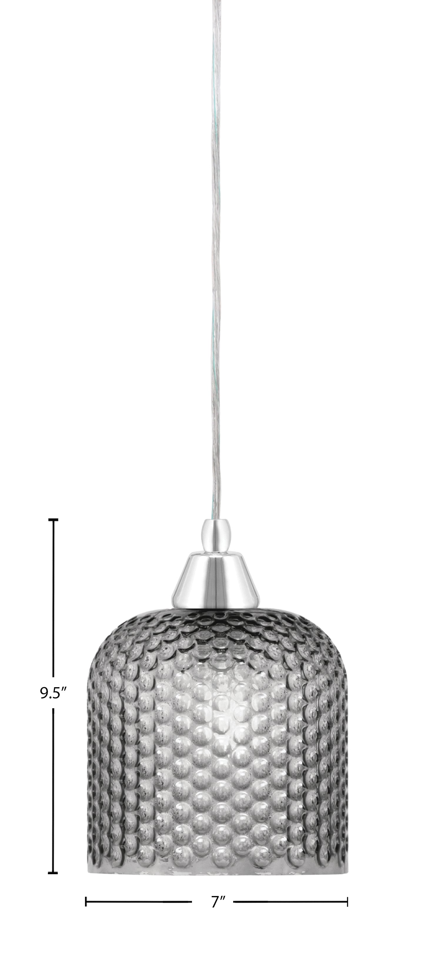 Any One Light Mini Pendant in Chrome with Smoke Textured Shade