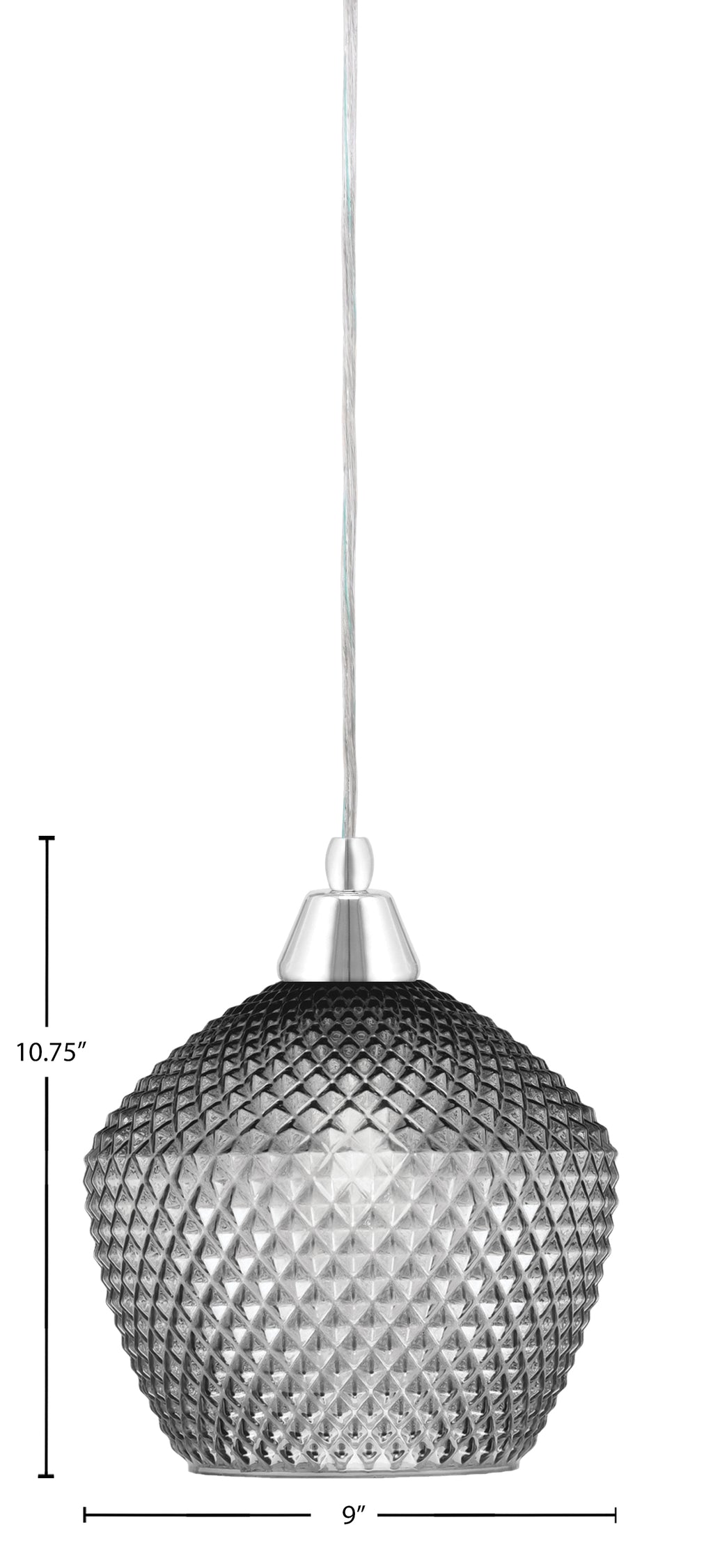 Any One Light Mini Pendant in Chrome with Smoke Textured Shade