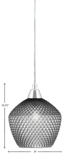 Any One Light Mini Pendant in Chrome with Smoke Textured Shade