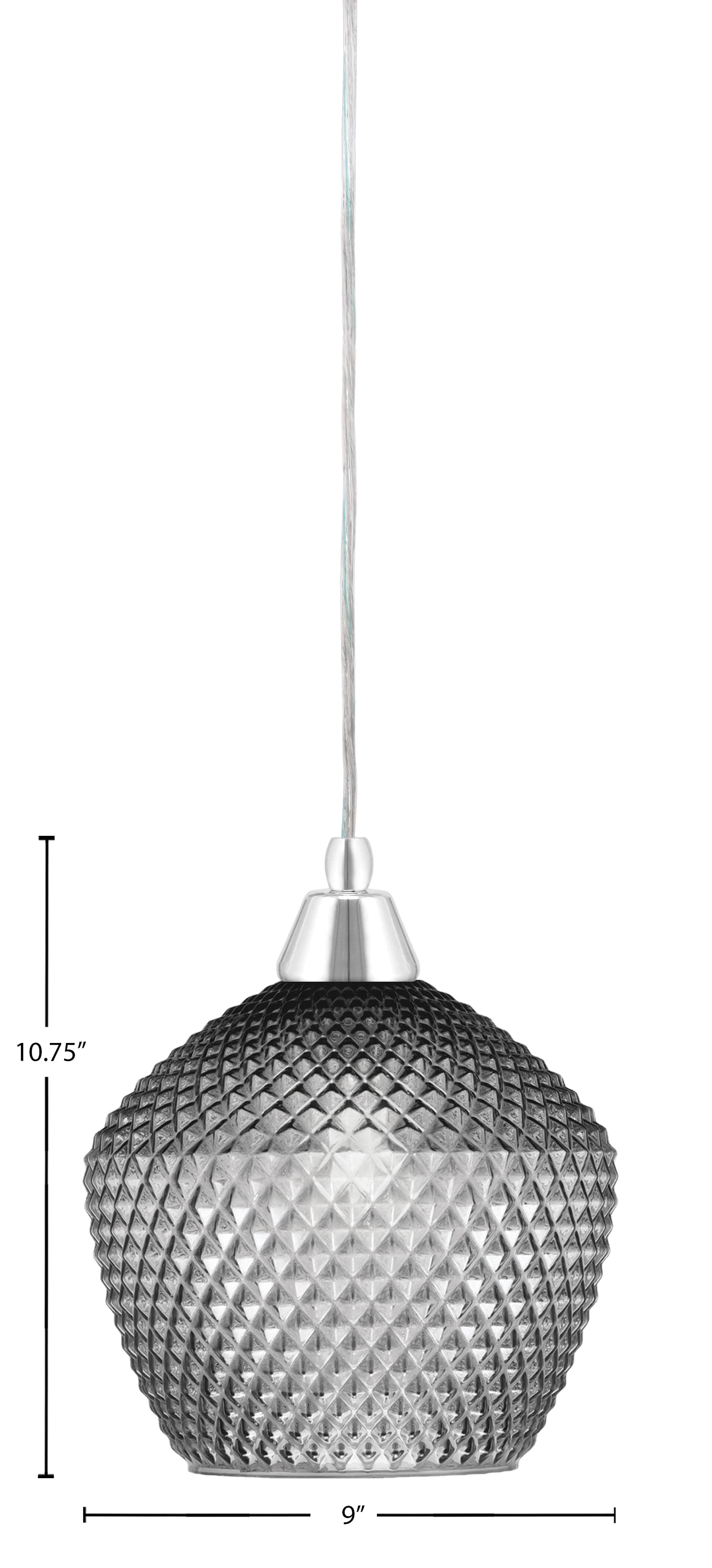 Any One Light Mini Pendant in Chrome with Smoke Textured Shade