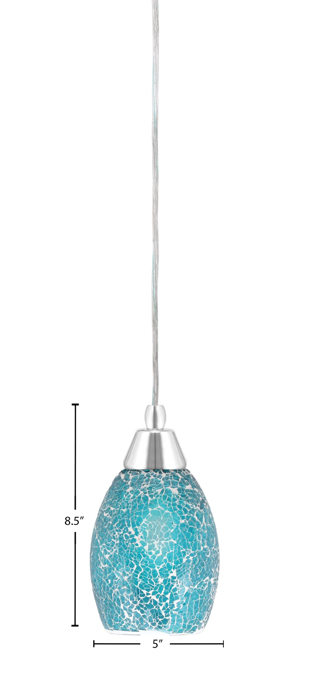 Any One Light Mini Pendant in Chrome with Turquoise Fusion Shade
