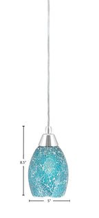 Any One Light Mini Pendant in Chrome with Turquoise Fusion Shade