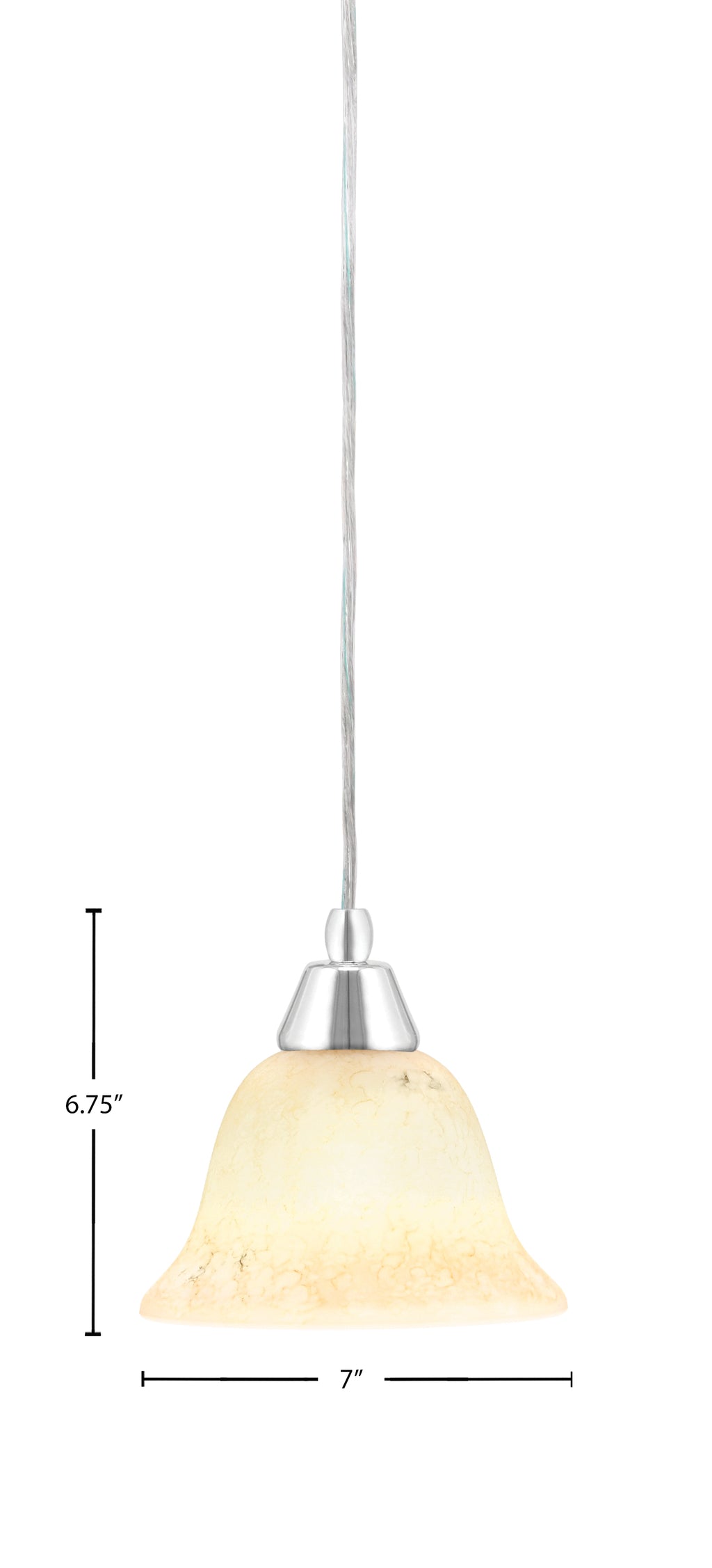 Any One Light Mini Pendant in Chrome with 7" Italian Marble Shade