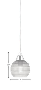 Any One Light Mini Pendant in Chrome with Clear Ribbed Shade