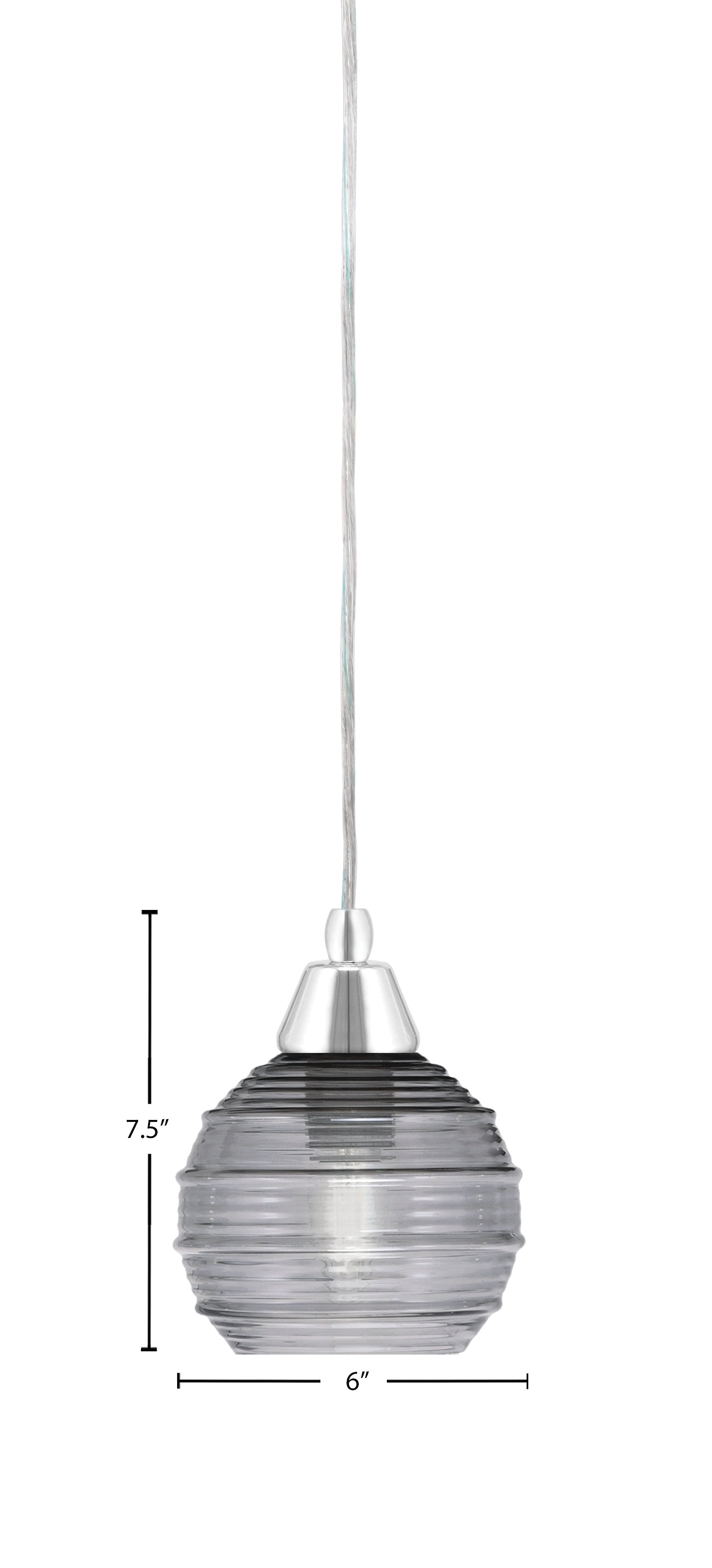 Any One Light Mini Pendant in Chrome with Smoke Ribbed Shade