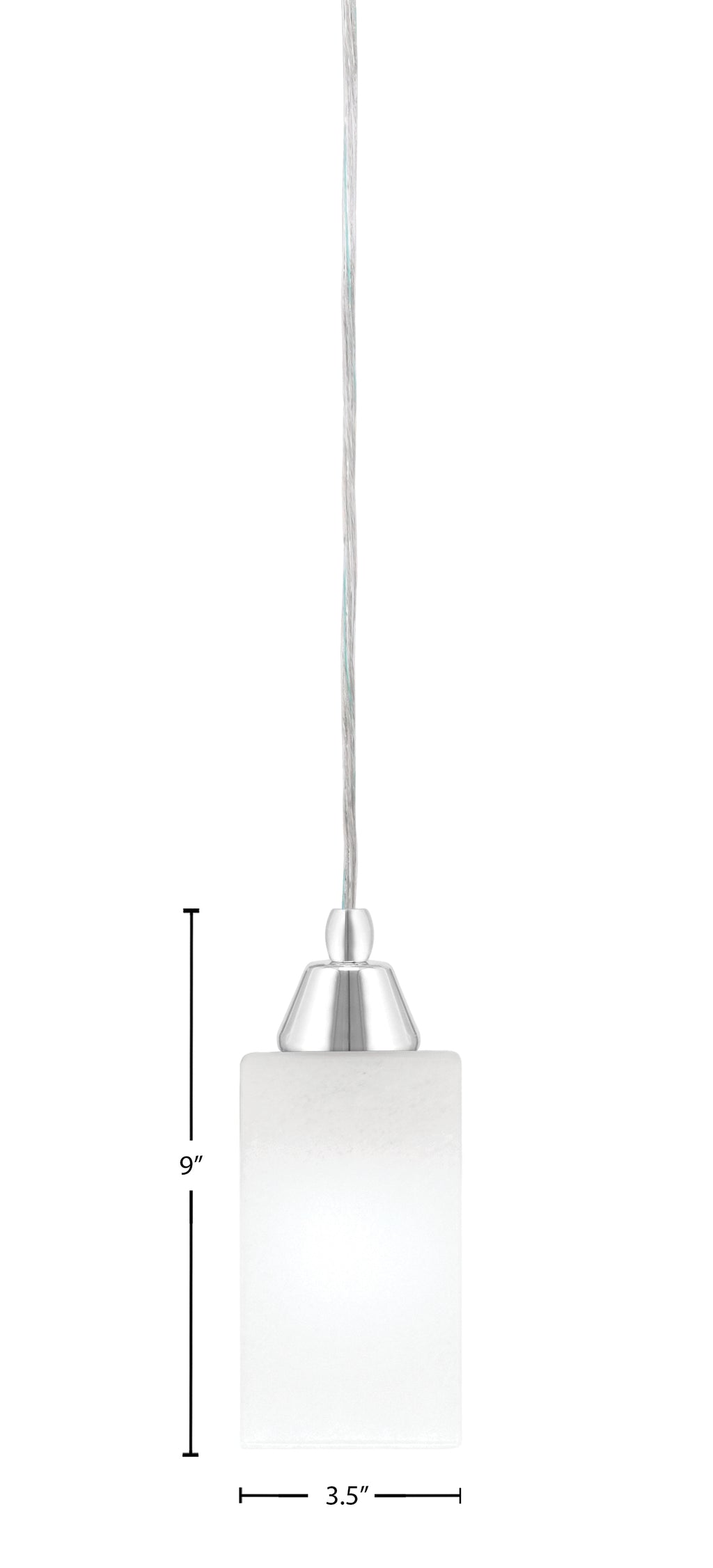 Any One Light Mini Pendant in Chrome with Square White Marble Shade