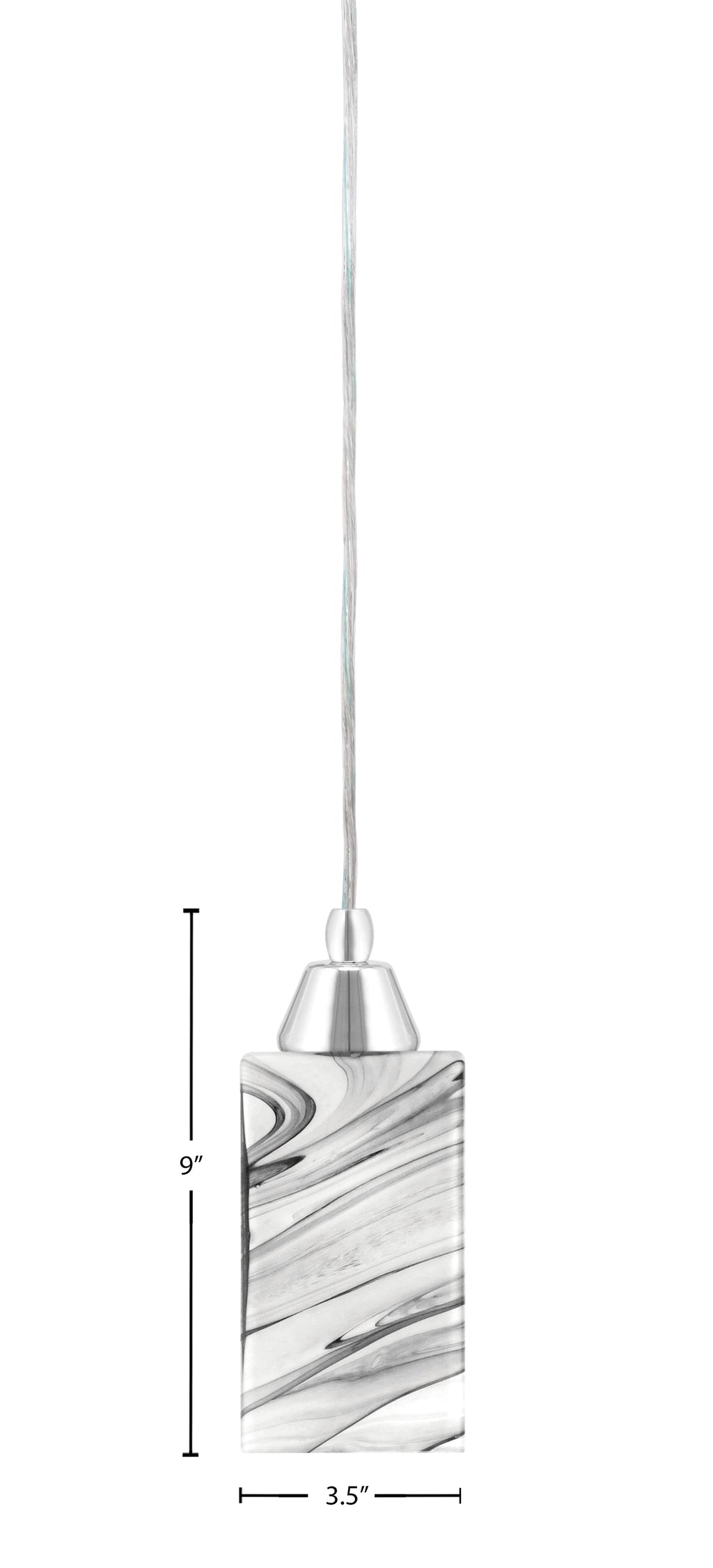 Any One Light Mini Pendant in Chrome with Square Onyx Swirl Shade