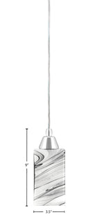 Any One Light Mini Pendant in Chrome with Square Onyx Swirl Shade