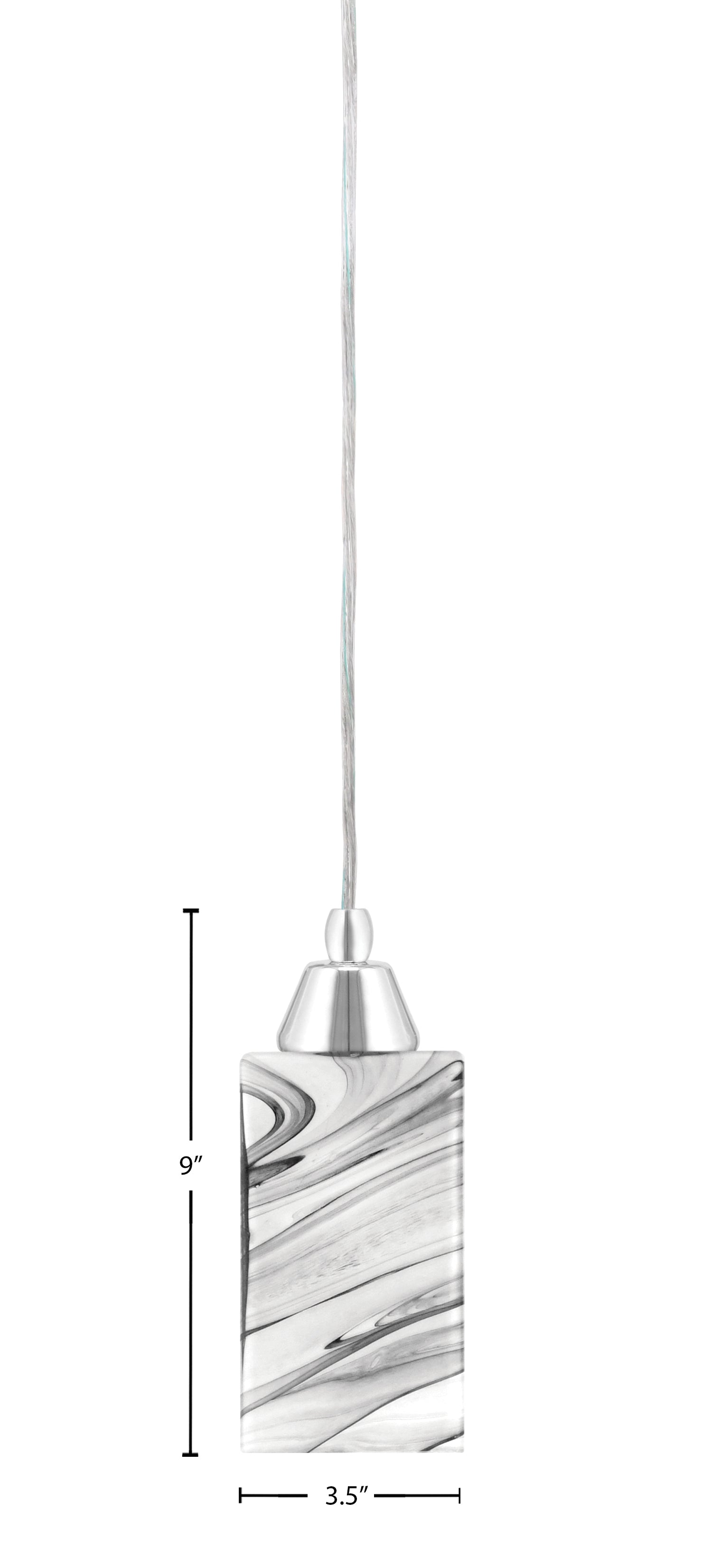 Any One Light Mini Pendant in Chrome with Square Onyx Swirl Shade