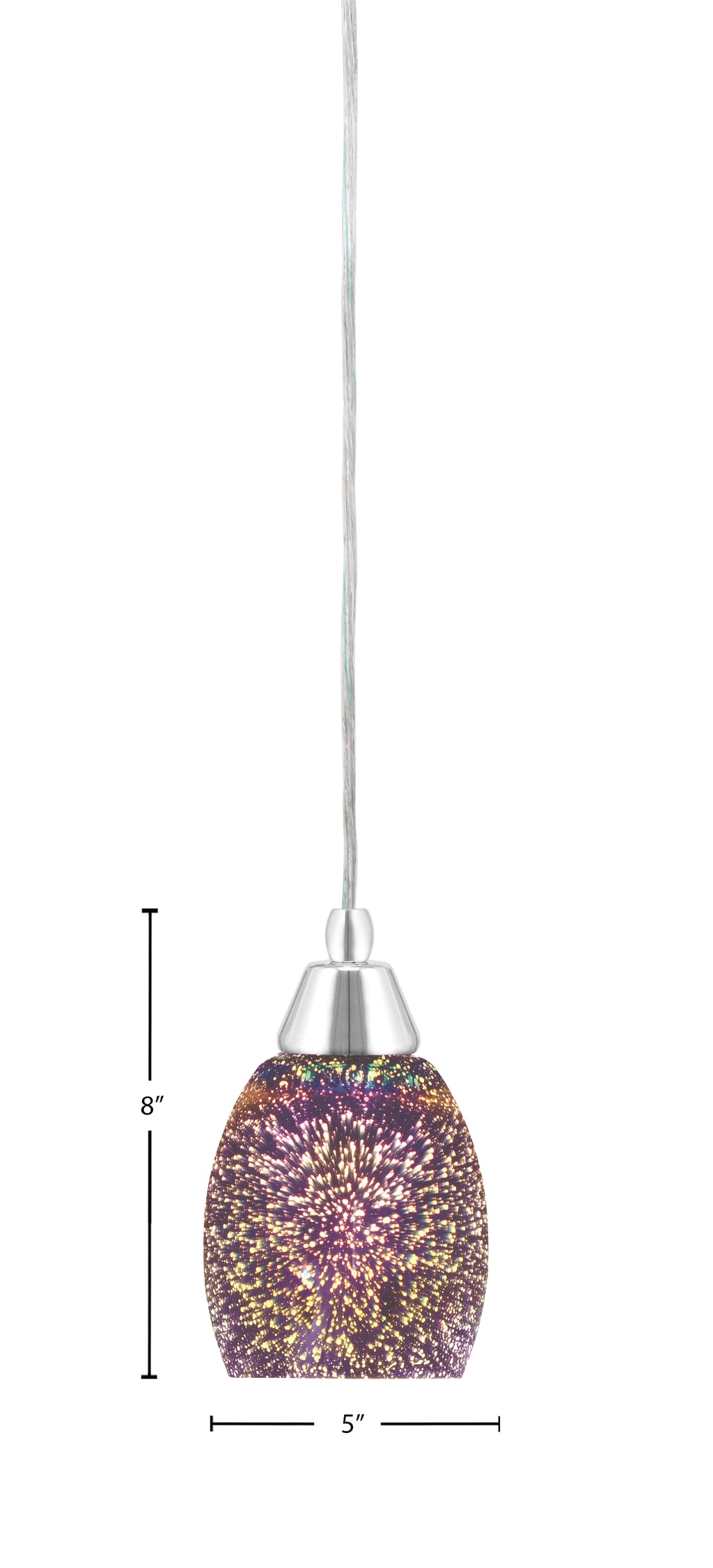 Any One Light Mini Pendant in Chrome with 5" Silver Fire Shade
