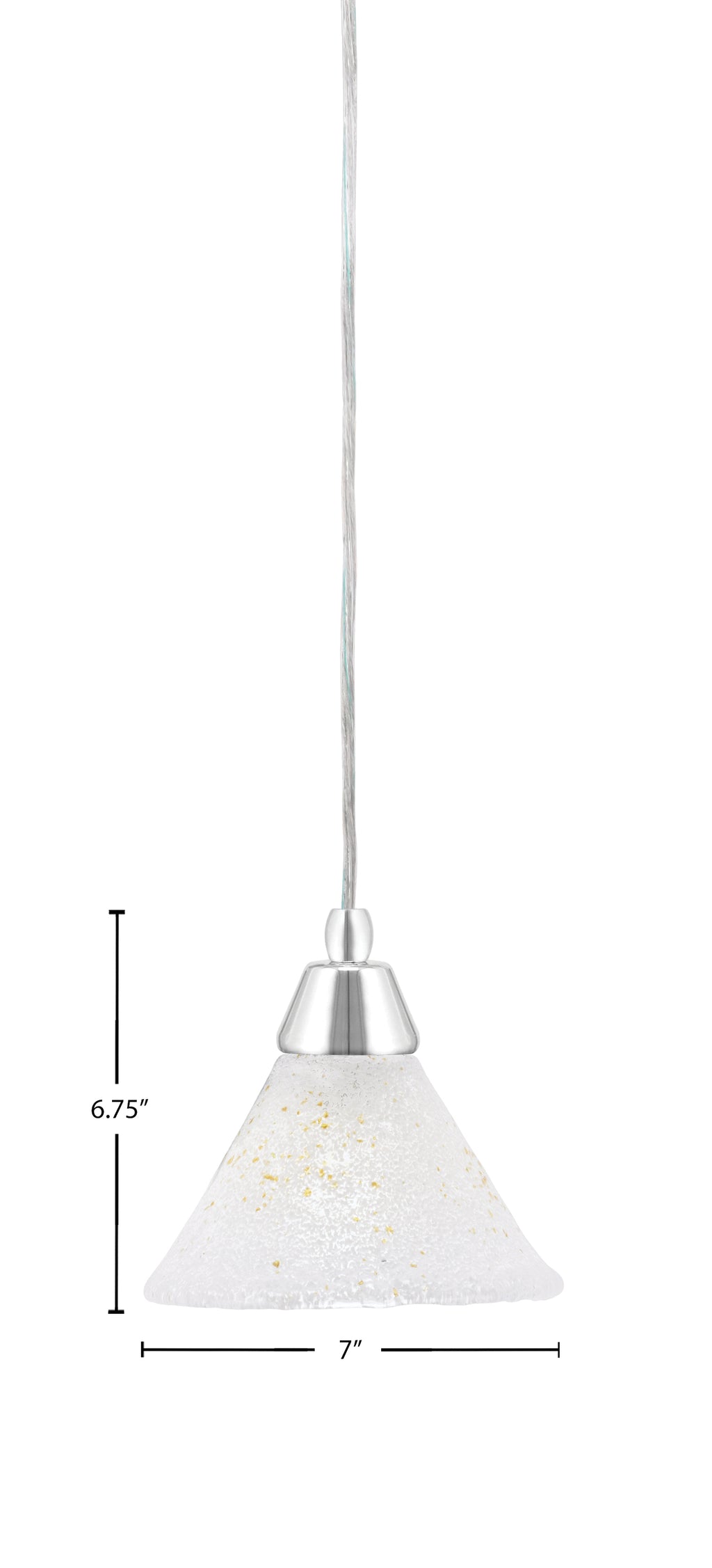 Any One Light Mini Pendant in Chrome with 7" Gold Ice Shade