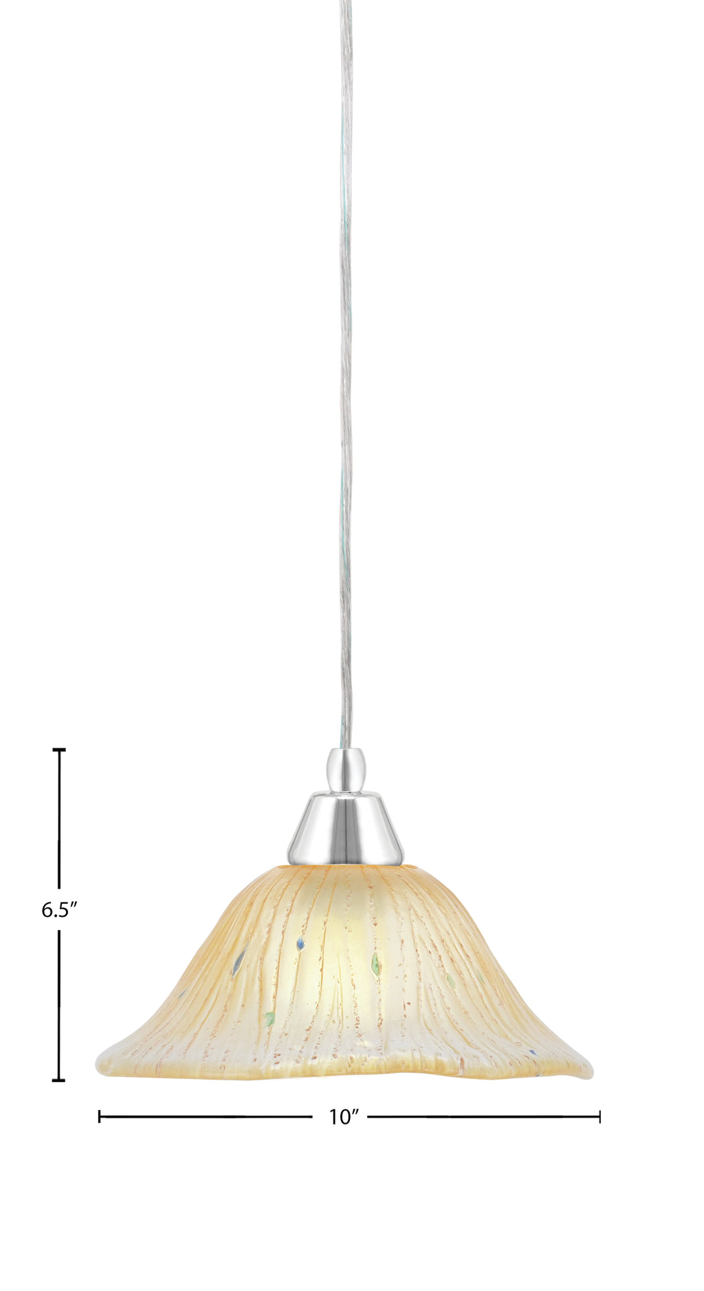 Any One Light Mini Pendant in Chrome with 10" Amber Crystal Shade