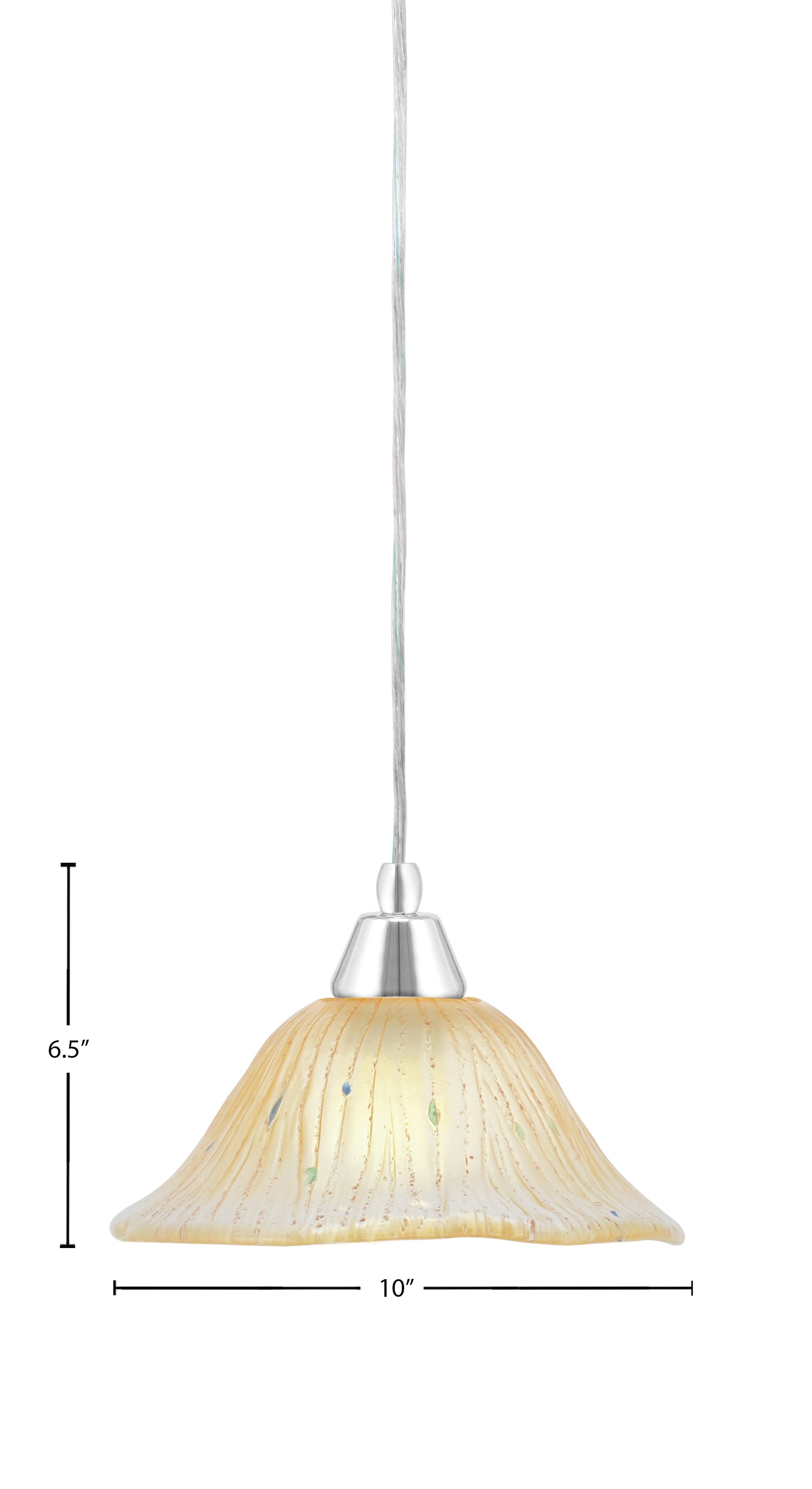 Any One Light Mini Pendant in Chrome with 10" Amber Crystal Shade