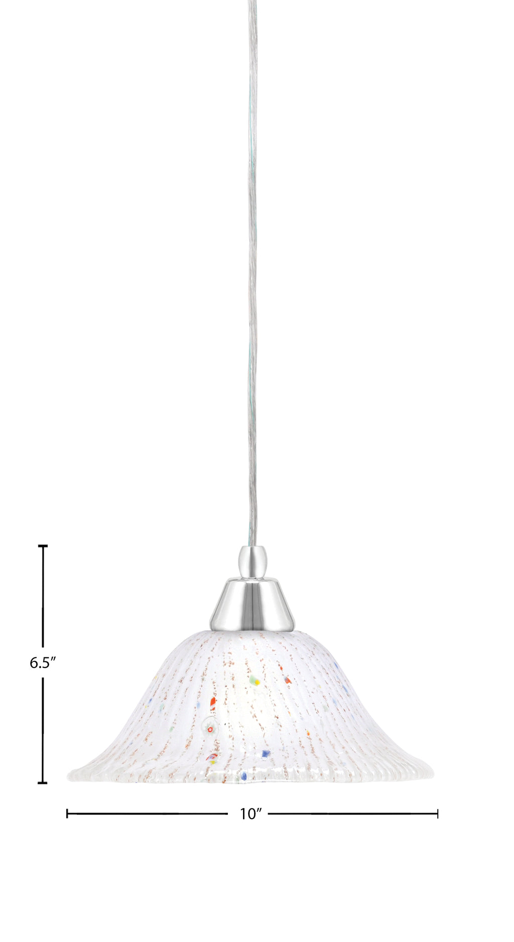 Any One Light Mini Pendant in Chrome with 10" Frosted Crystal Shade