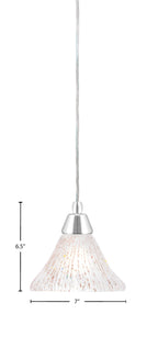 Any One Light Mini Pendant in Chrome with 7" Frosted Crystal Shade
