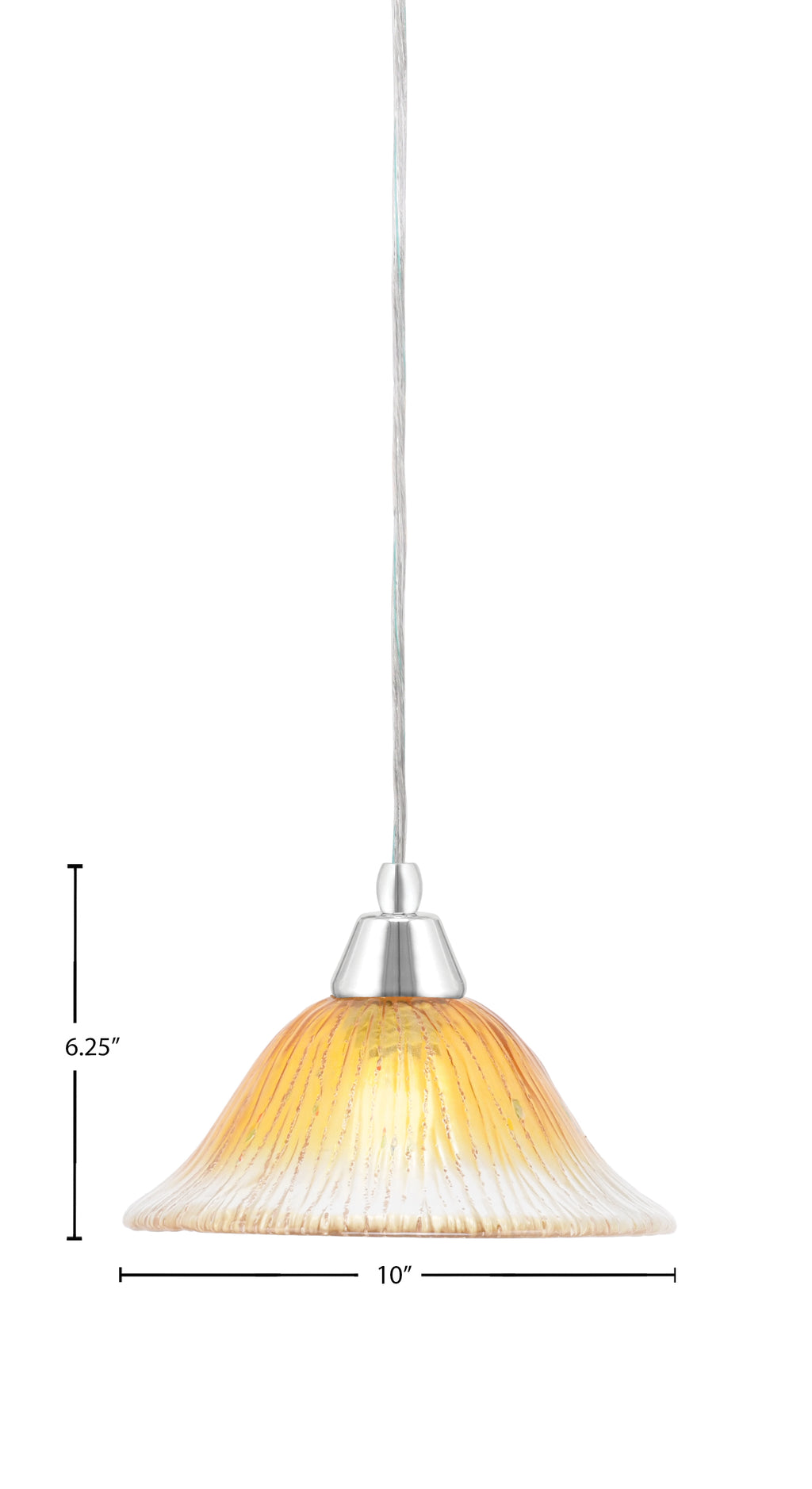 Any One Light Mini Pendant in Chrome with 10" Gold Champagne Crystal Shade