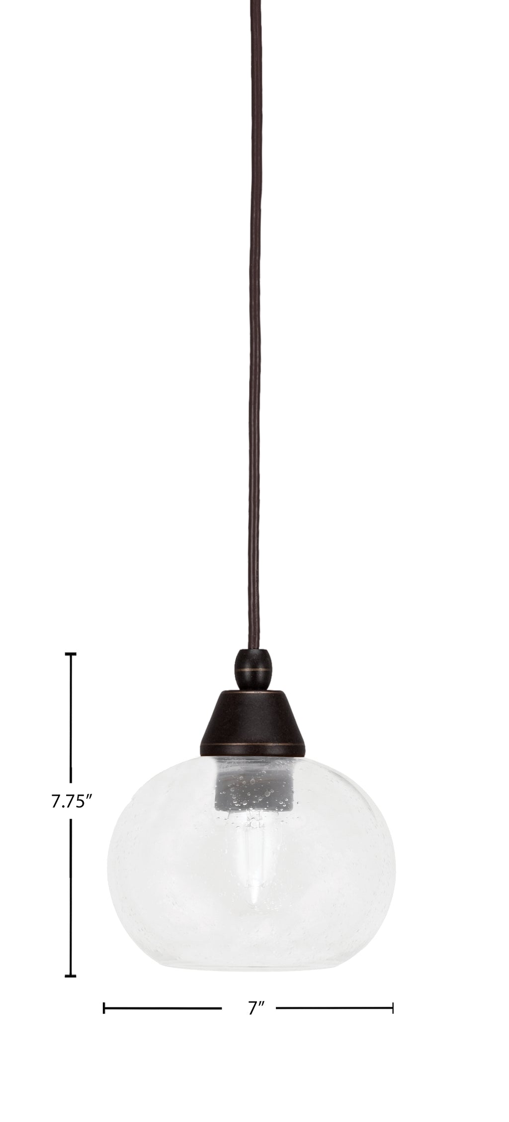 Any One Light Mini Pendant in Dark Granite with Clear Bubble Shade