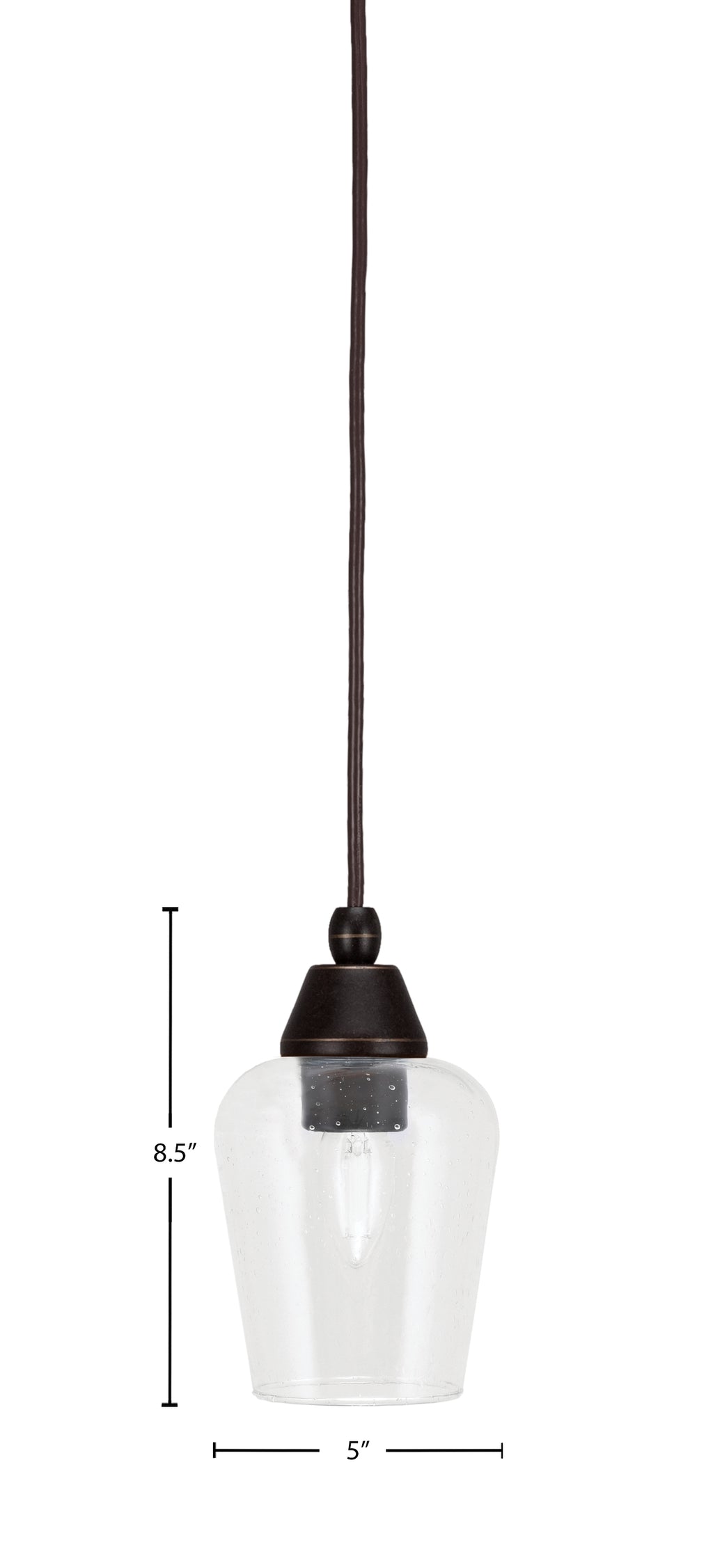 Any One Light Mini Pendant in Dark Granite with Clear Bubble Shade