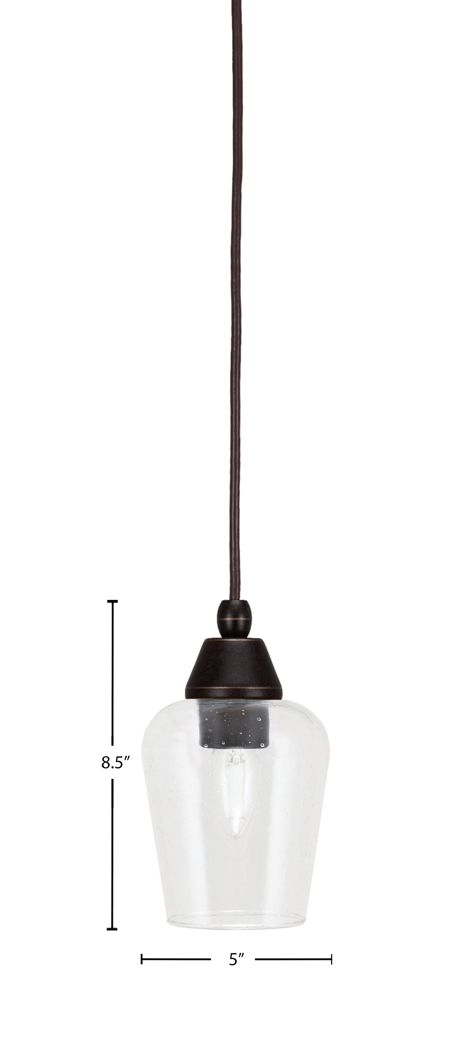 Any One Light Mini Pendant in Dark Granite with Clear Bubble Shade