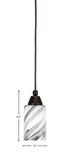 Any One Light Mini Pendant in Dark Granite with Onyx Swirl Shade