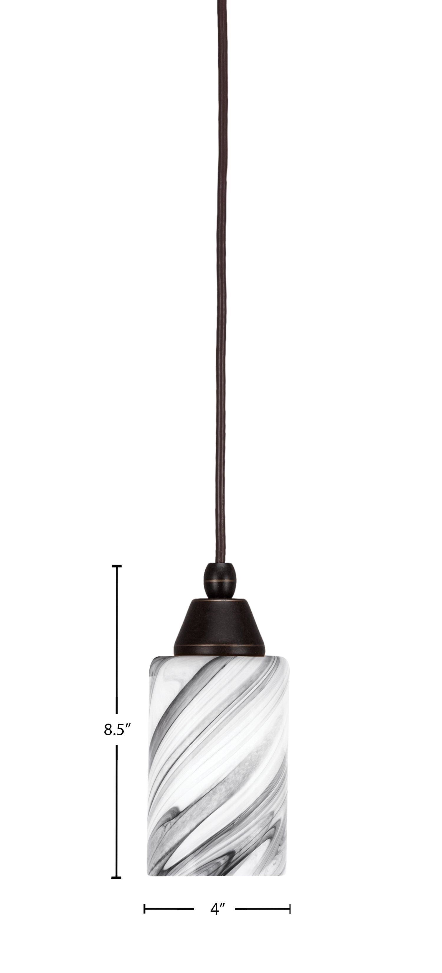 Any One Light Mini Pendant in Dark Granite with Onyx Swirl Shade