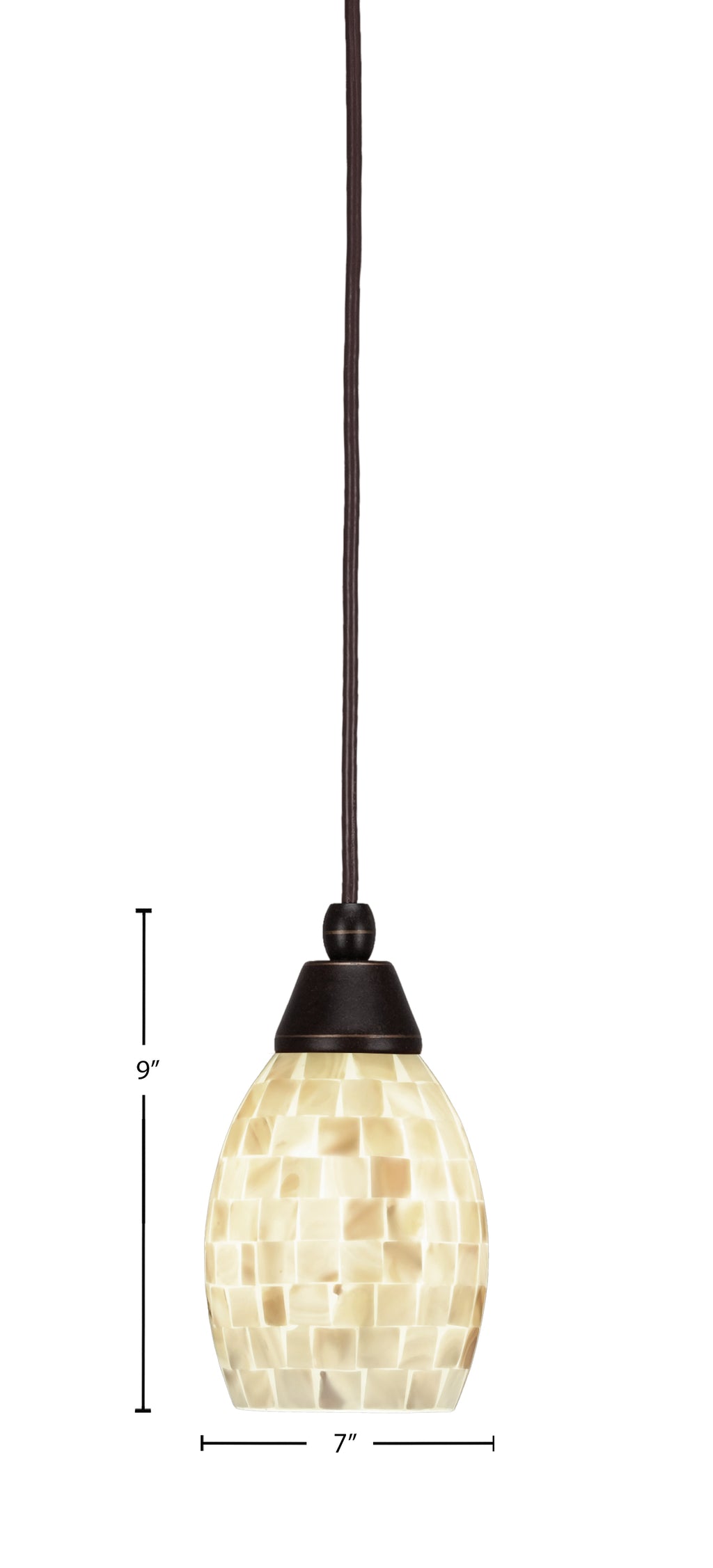 Any One Light Mini Pendant in Dark Granite with 5" Ivory Glaze Seashell Shade