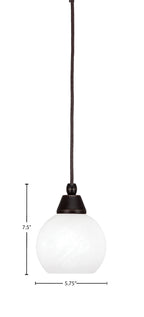 Any One Light Mini Pendant in Dark Granite with White Marble Shade