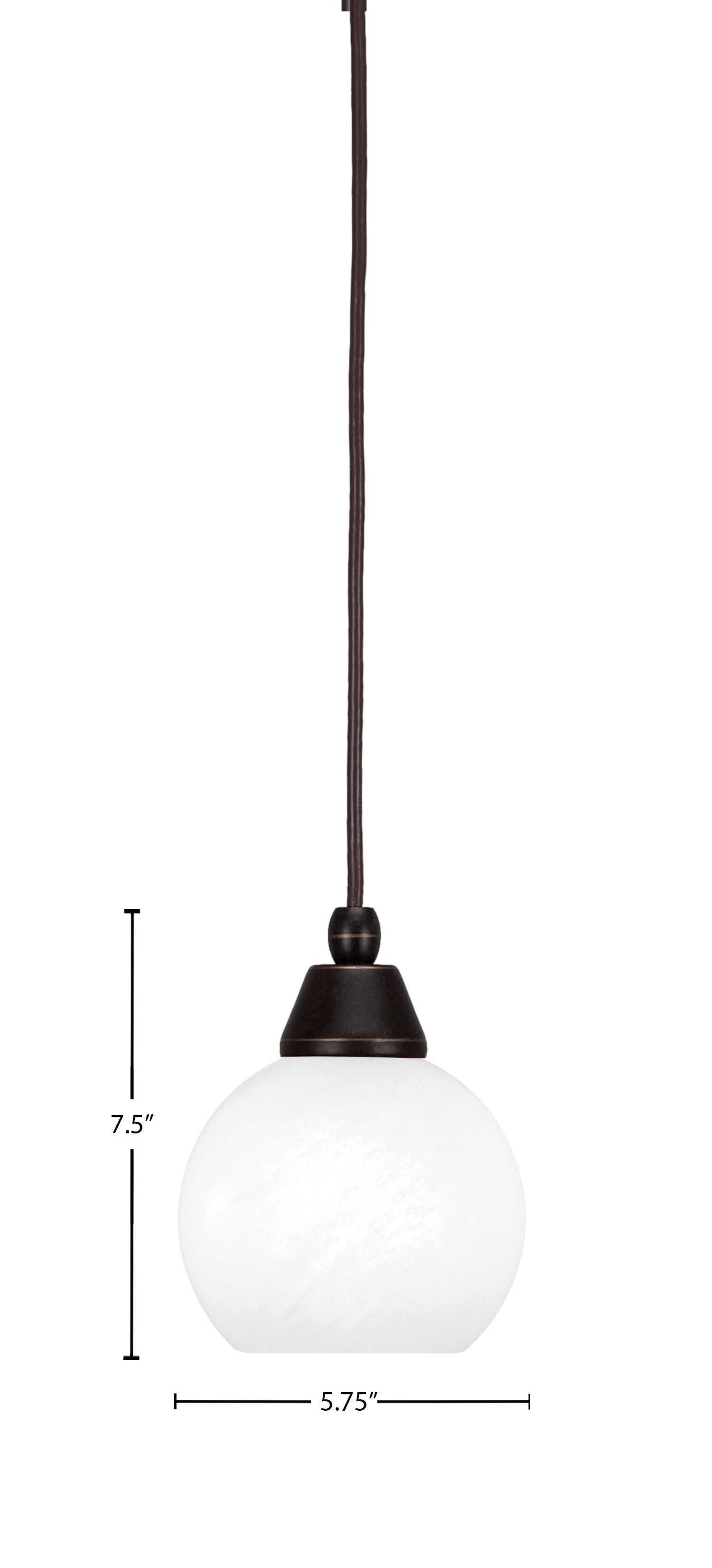 Any One Light Mini Pendant in Dark Granite with White Marble Shade