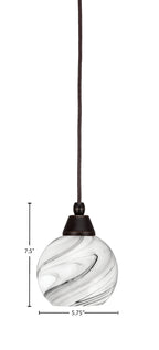 Any One Light Mini Pendant in Dark Granite with Onyx Swirl Shade