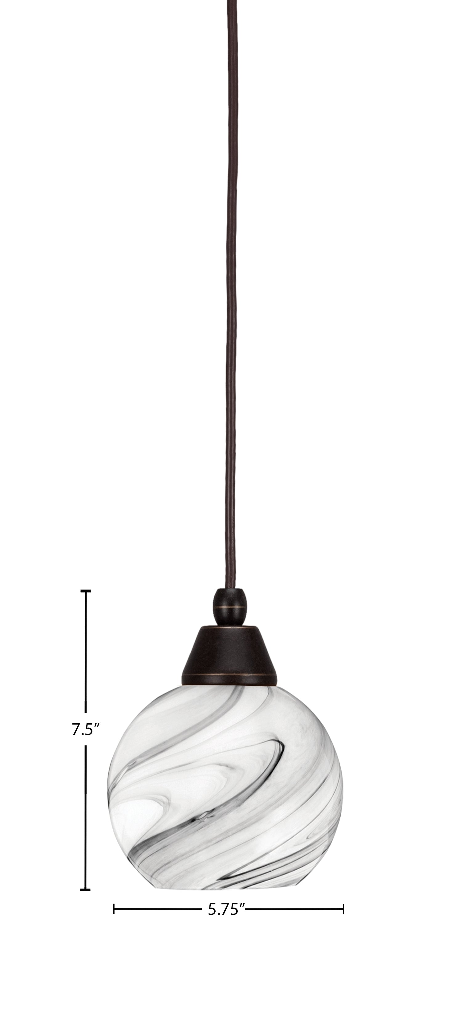 Any One Light Mini Pendant in Dark Granite with Onyx Swirl Shade
