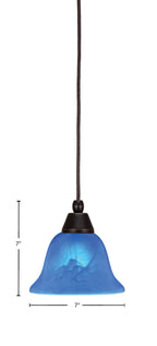 Any One Light Mini Pendant in Dark Granite with 7" Blue Italian Shade