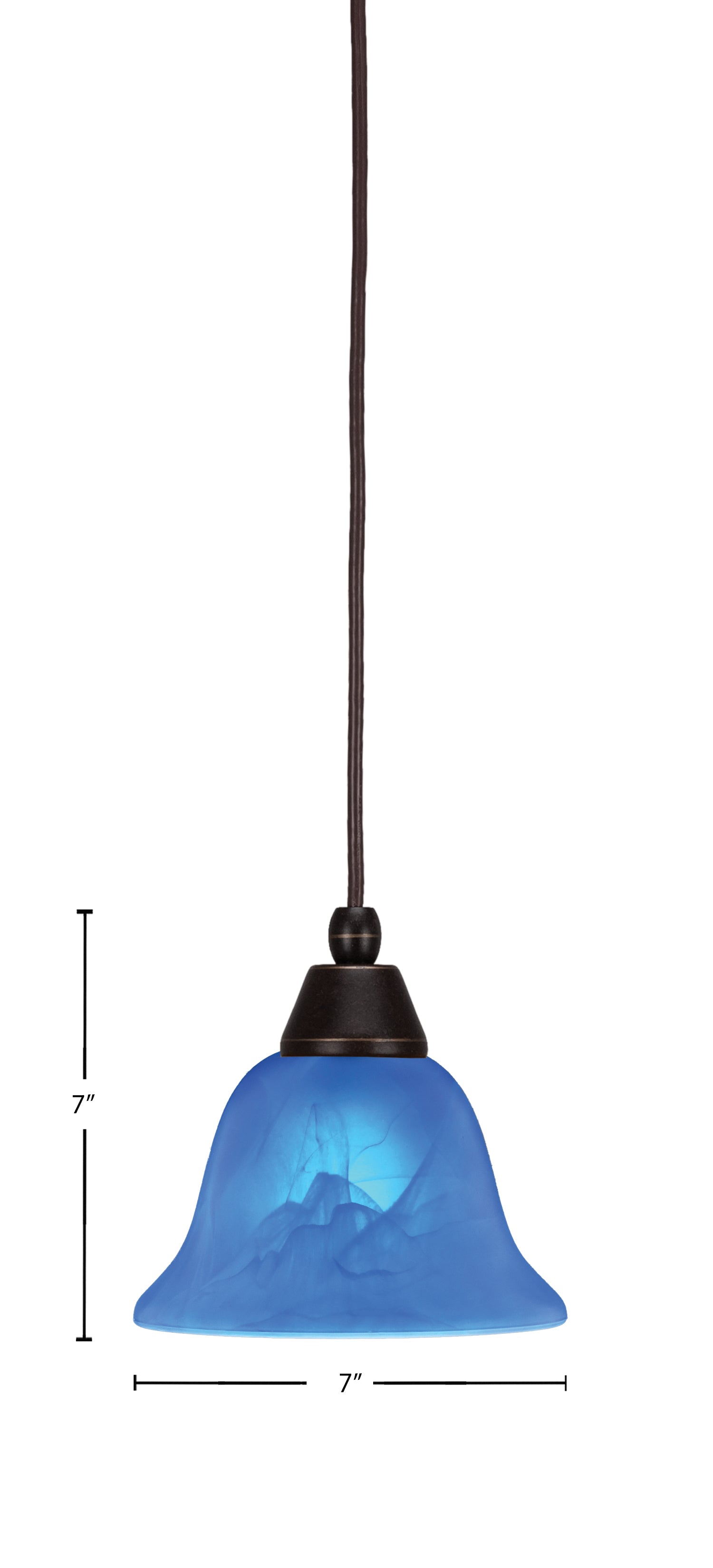 Any One Light Mini Pendant in Dark Granite with 7" Blue Italian Shade