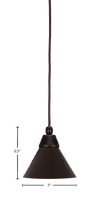 Any One Light Mini Pendant in Dark Granite with 7'' Dark Granite Cone Metal Shade Shade