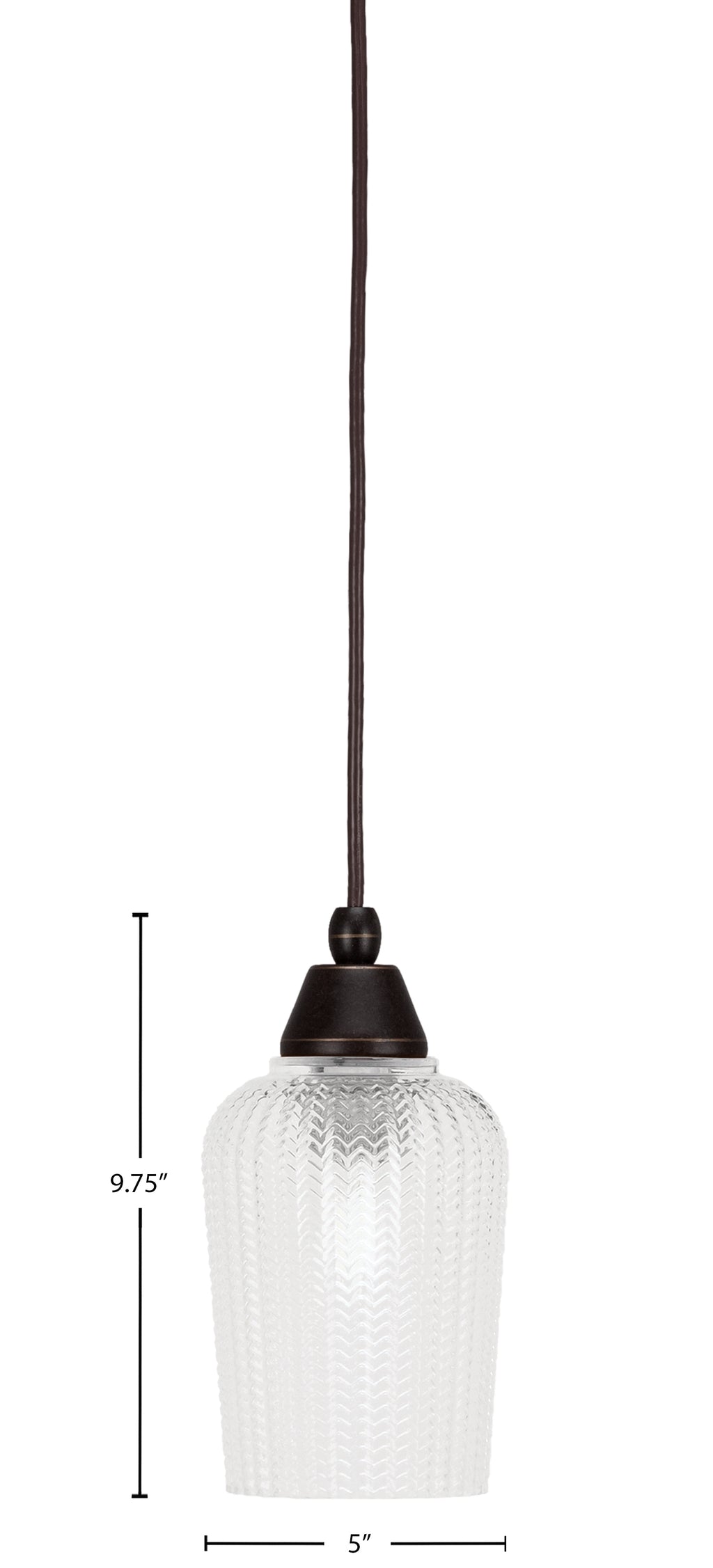 Any One Light Mini Pendant in Dark Granite with Clear Textured Shade
