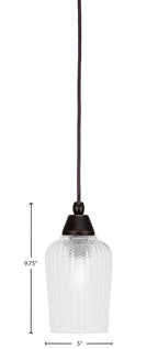 Any One Light Mini Pendant in Dark Granite with Clear Textured Shade
