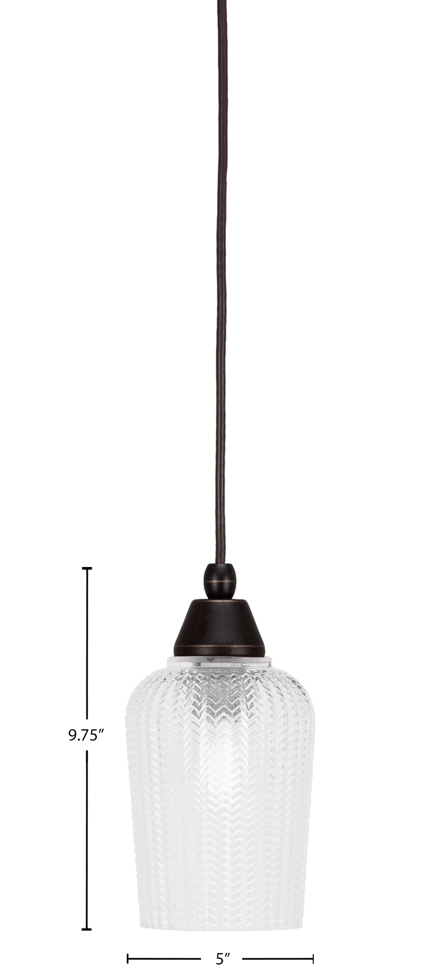 Any One Light Mini Pendant in Dark Granite with Clear Textured Shade