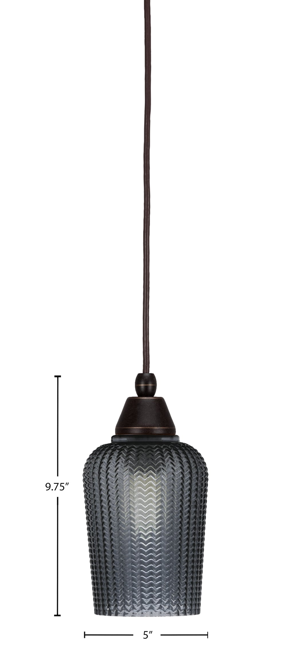 Any One Light Mini Pendant in Dark Granite with Smoke Textured Shade