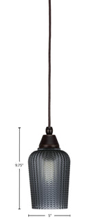 Any One Light Mini Pendant in Dark Granite with Smoke Textured Shade