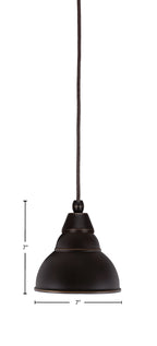 Any One Light Mini Pendant in Dark Granite with 7" Chrome Double Bubble Metal Shade Shade