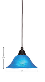 Any One Light Mini Pendant in Dark Granite with 10" Blue Italian Shade