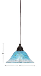 Any One Light Mini Pendant in Dark Granite with 10" Teal Crystal Shade