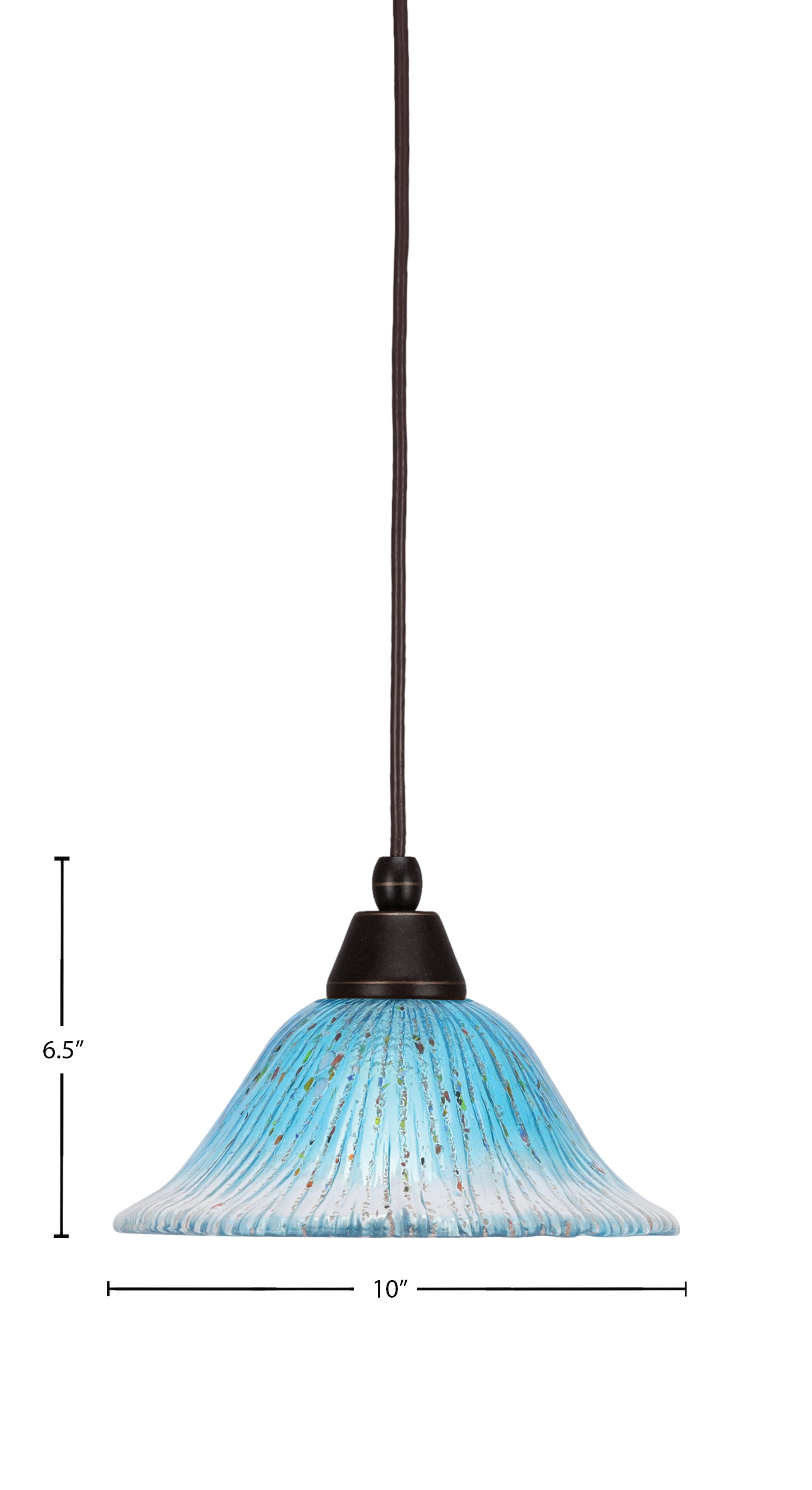 Any One Light Mini Pendant in Dark Granite with 10" Teal Crystal Shade