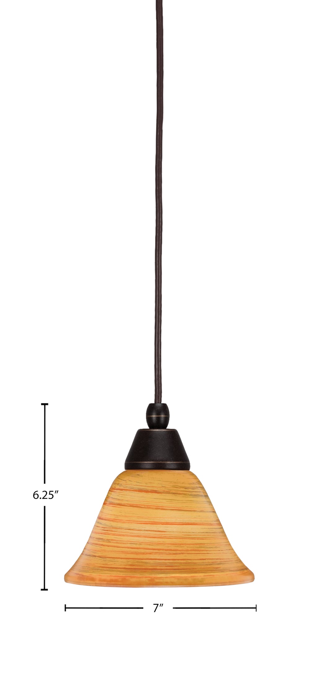 Any One Light Mini Pendant in Dark Granite with 7" Firré Saturn Shade