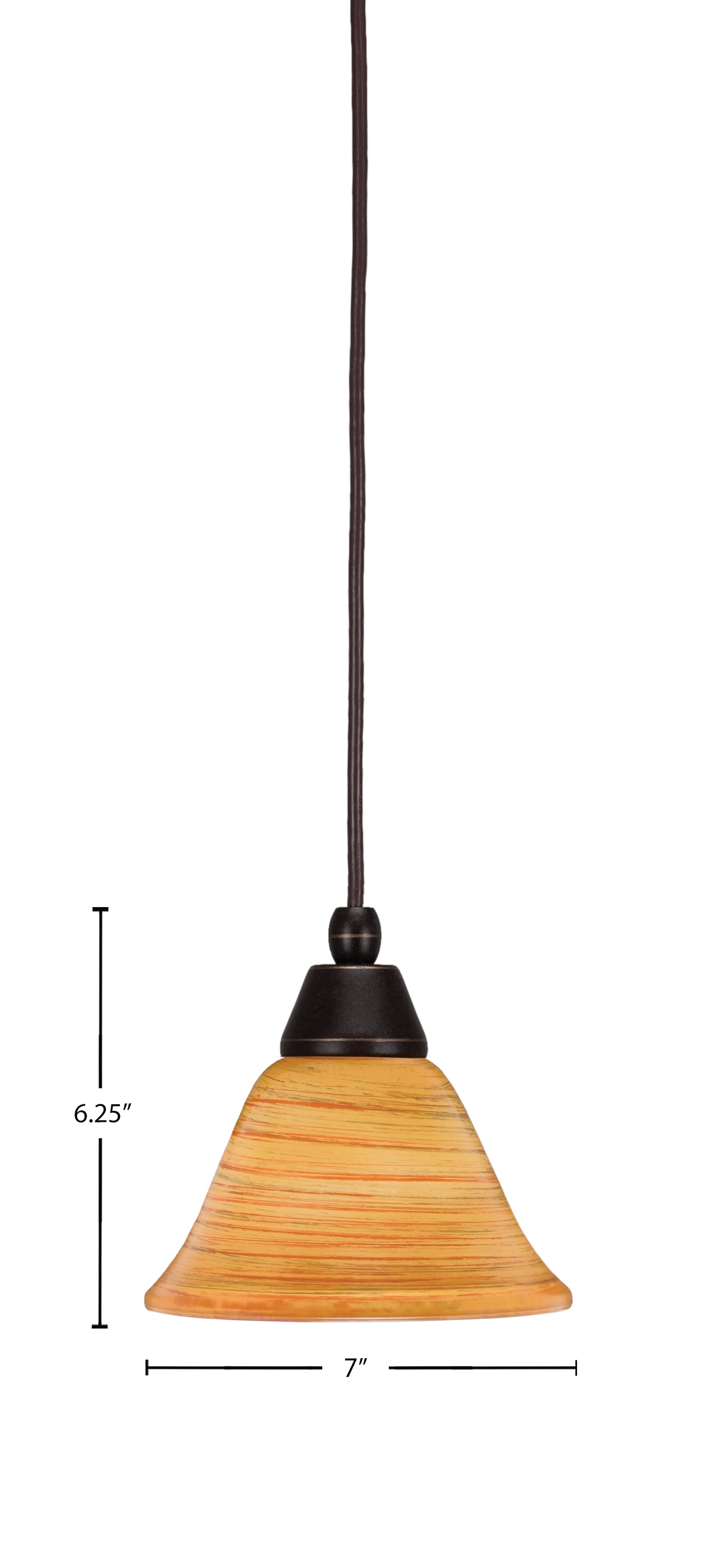Any One Light Mini Pendant in Dark Granite with 7" Firré Saturn Shade