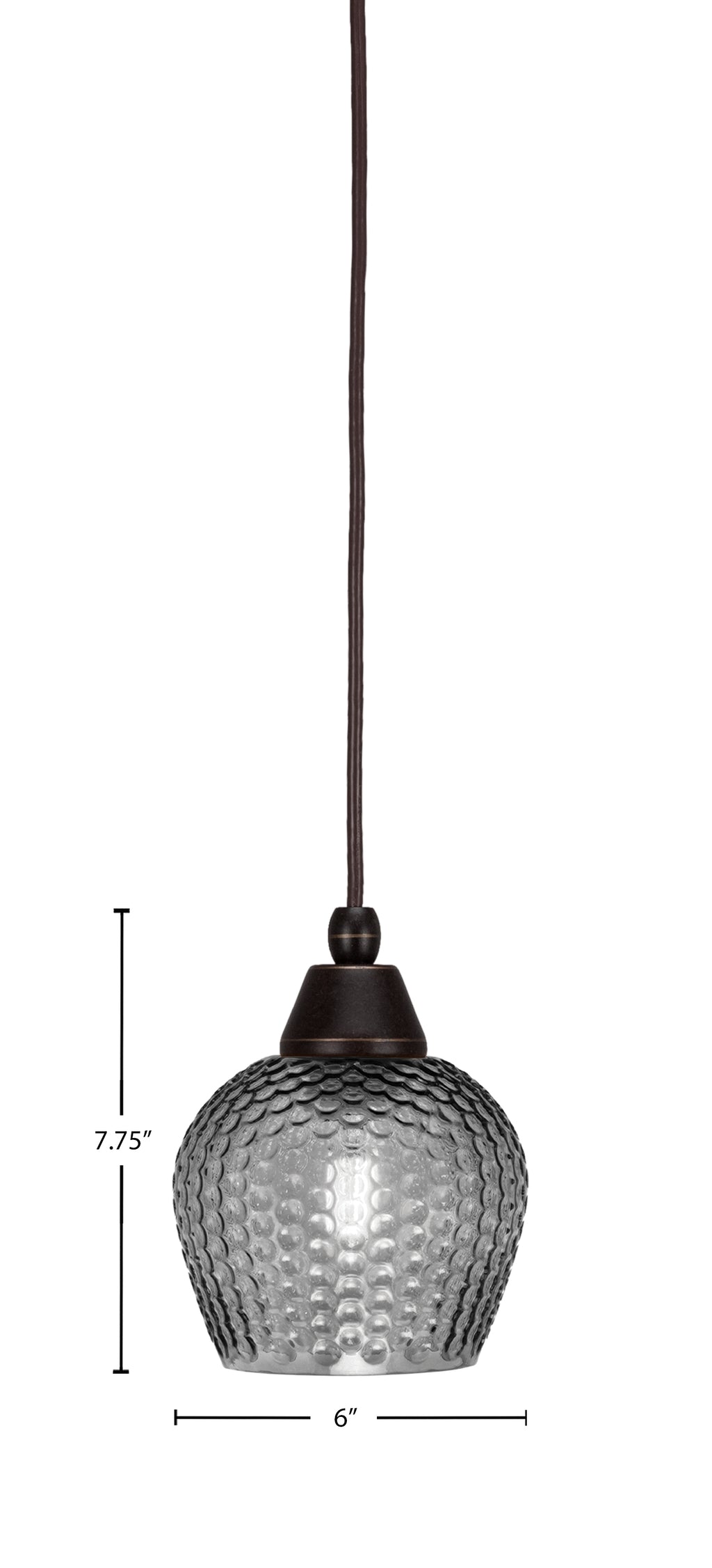 Any One Light Mini Pendant in Dark Granite with Smoke Textured Shade