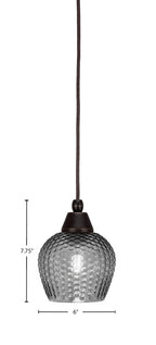 Any One Light Mini Pendant in Dark Granite with Smoke Textured Shade