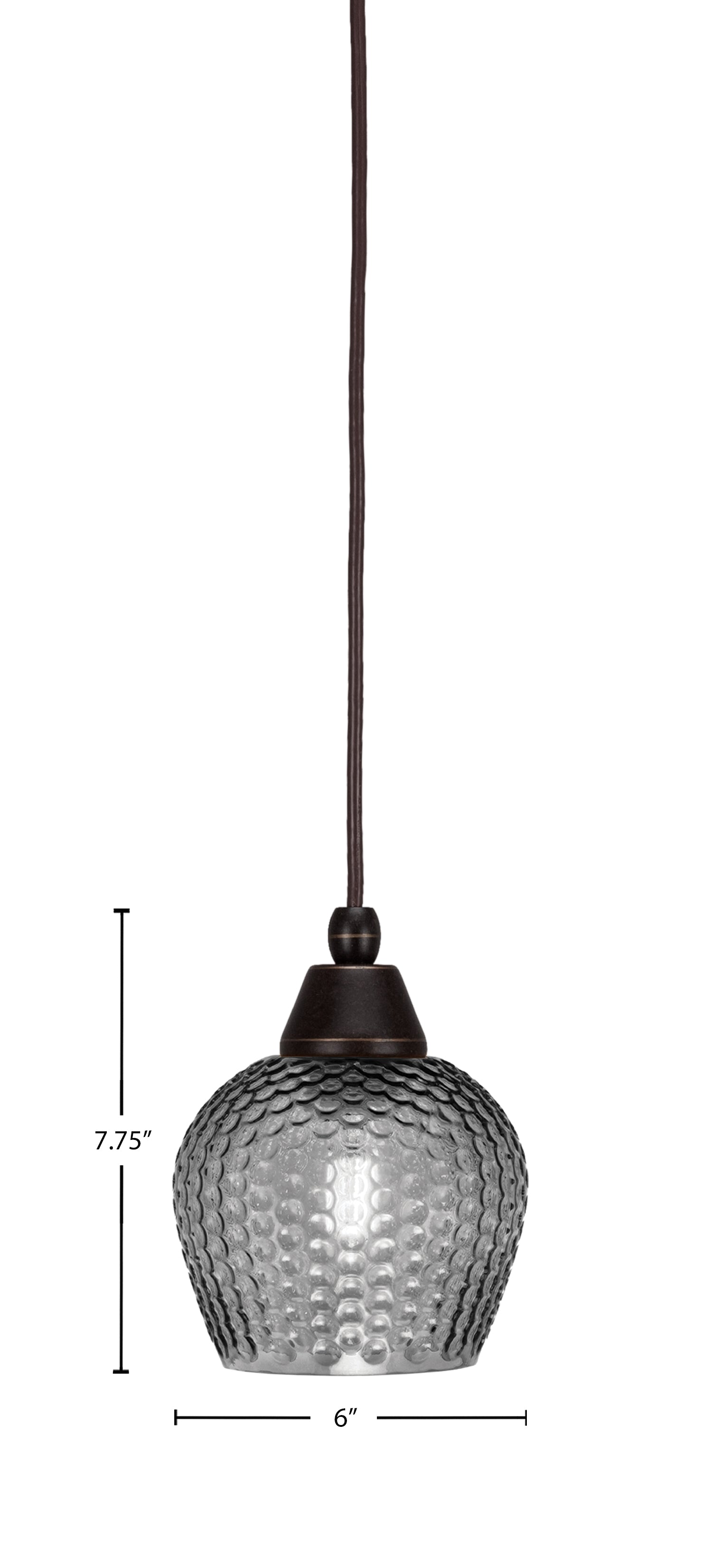 Any One Light Mini Pendant in Dark Granite with Smoke Textured Shade