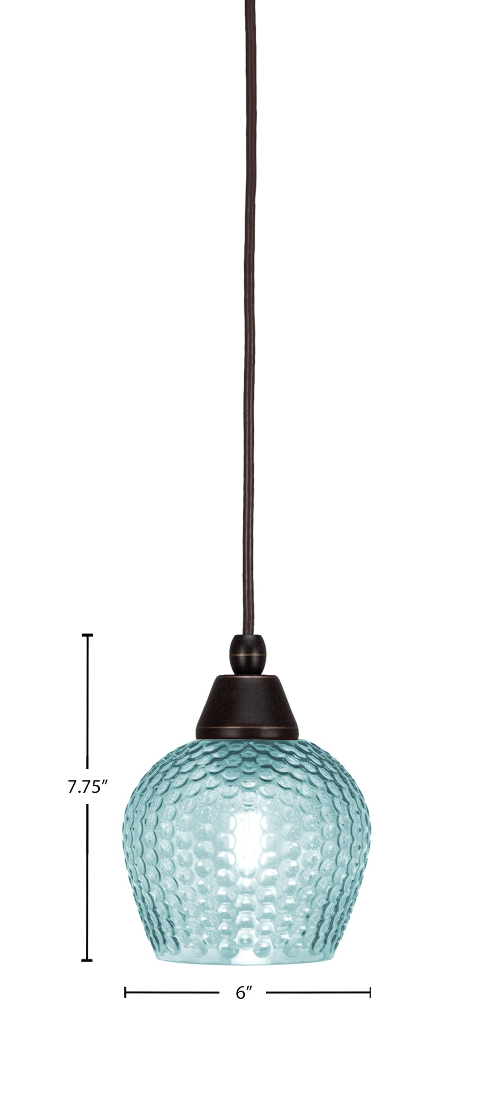 Any One Light Mini Pendant in Dark Granite with Turquoise Textured Shade